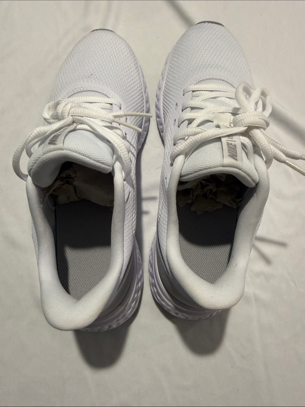 NEW Nike Women’s Running Sneakers - White with Silver Swoosh - Picture 3 of 5